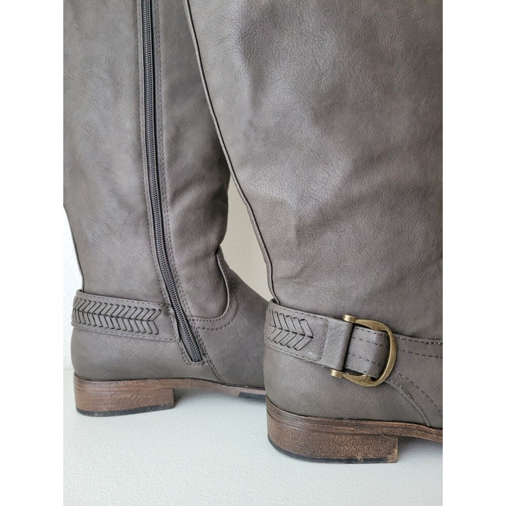 G.H. Bass & Co. Adrina Knee High Leather Riding Boots Gray Brown Wide Calf W 9M - Picture 9 of 16